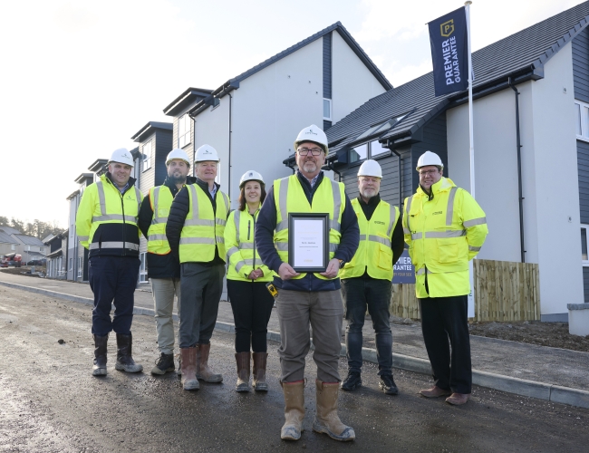 Site Manager, Bob Grant, Receives Premier Guarantee Quality Recognition for HHA's Slackbuie View Housing Development.